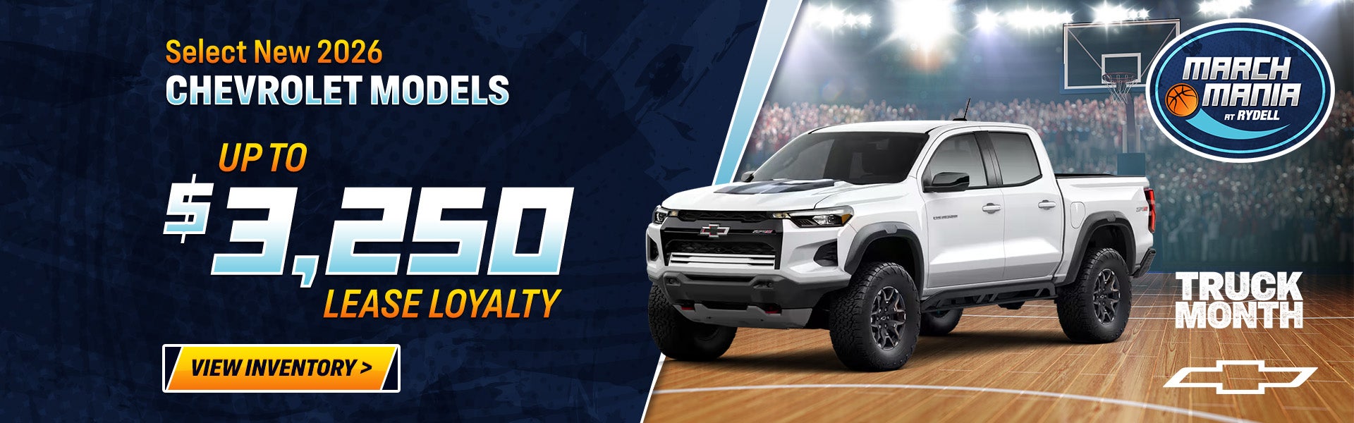 Up to $3,250 lease loyalty on new 2026 Chevrolet models!