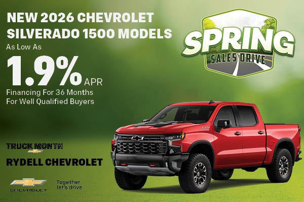 Select New 2026 Silverado Models As Low As 1.9% APR